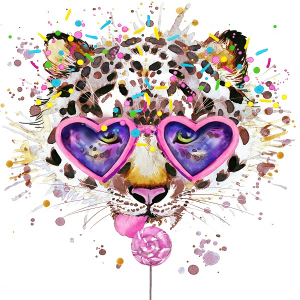 عکس با کیفیت نقاشی صورت پلنگ با آبنبات